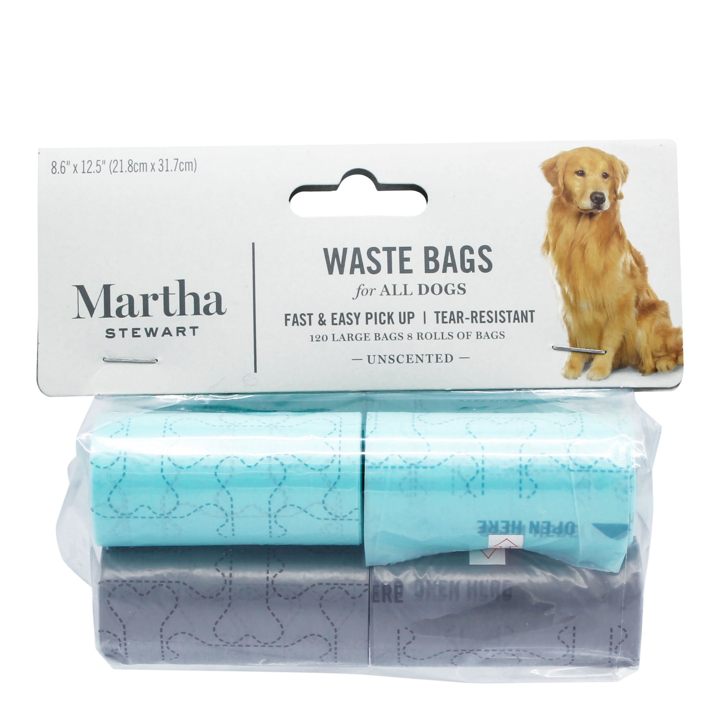 Dog Bag Holder and 60 Unscented Martha Stewart Pets Waste Bag Dispenser and Bags for All Dogs Tear-Resistant Bags